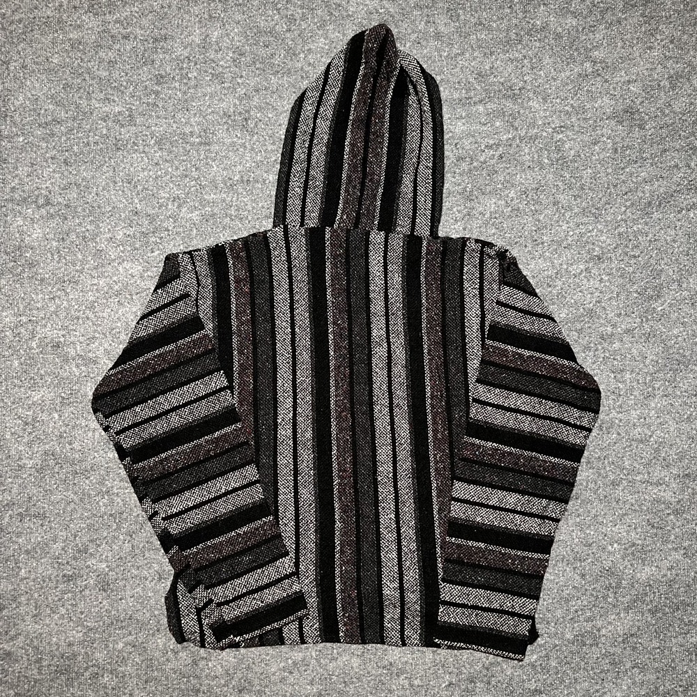 Earthbound Trading Co Sz L 42 Gray Poncho Baha Mexican Hoodie Pullover Molina - Picture 9 of 10
